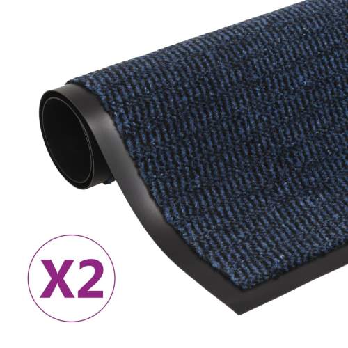 shumee Protiprachové obdélníkové rohožky 2 ks všívané 60 x 90 cm modré
