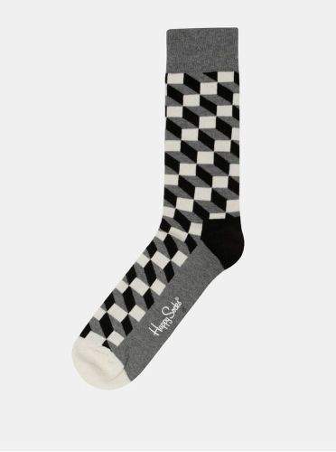 Happy Socks ponožky v bílé, černé a šedé barvě Filled Optic 36-40