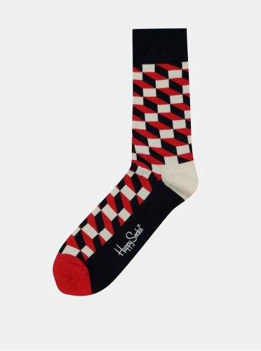 Happy Socks červeno-bílé vzorované ponožky Filled Optic 41-46