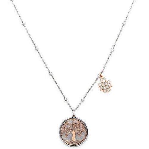 Amen Růžově pozlacený stříbrný náhrdelník CLAL stříbro 925/1000
