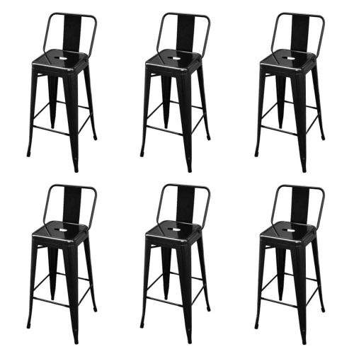 Vidaxl Barové stoličky 6 ks černé ocel