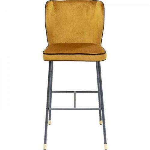 KARE Žlutá čalouněná barová židle Stravanger