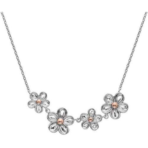 Hot Diamonds Stříbrný květinový náhrdelník s diamantem Forget me not DN140 stříbro 925/1000