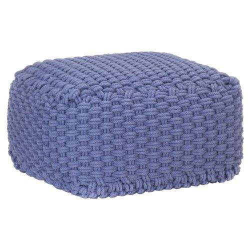 Vidaxl Ručně pletený sedací puf modrý 50 x 50 x 30 cm bavlna
