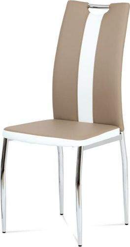 ART Jídelní židle koženka cappuccino + bílá / chrom AC-2202 CAP Art