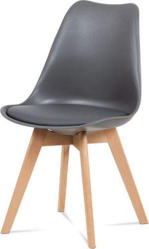 ART Jídelní židle, plast šedý / koženka šedá / masiv buk CT-752 GREY Art