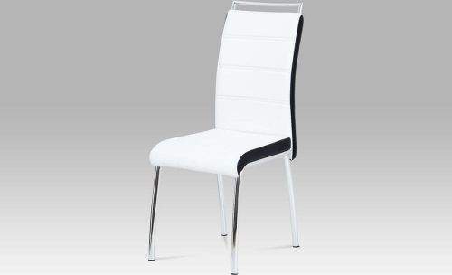 ART Jídelní židle, koženka bílá/černý bok, madlo, chrom DCL-403 WT Art