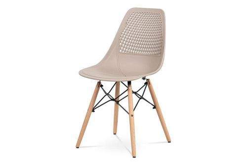 ART Jídelní židle - cappuccino plast, masiv buk, přírodní odstín, kov černý matný lak CT-521 CAP Art