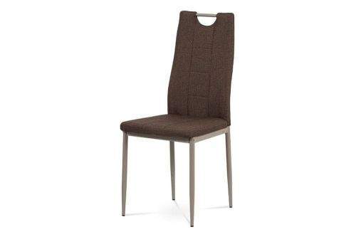 ART Jídelní židle, hnědá látka, kov cappuccino lesk DCL-393 BR2 Art