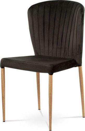 ART Jídelní židle, šedá sametová látka, kovová podnož, 3D dekor dub CT-614 GREY4 Art