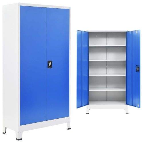 Vidaxl Kancelářská skříň 90 x 40 x 180 cm šedo-modrá