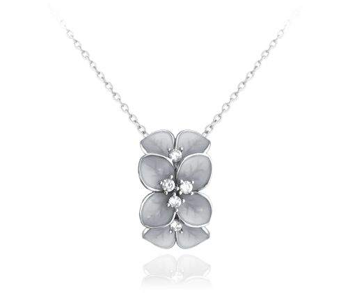 MINET Rozkvetlý stříbrný náhrdelník MINET FLOWERS se zirkony