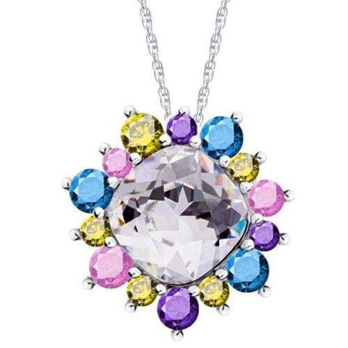 Preciosa Pestrobarevný náhrdelník Flower 5240 70 (řetízek, přívěsek) stříbro 925/1000