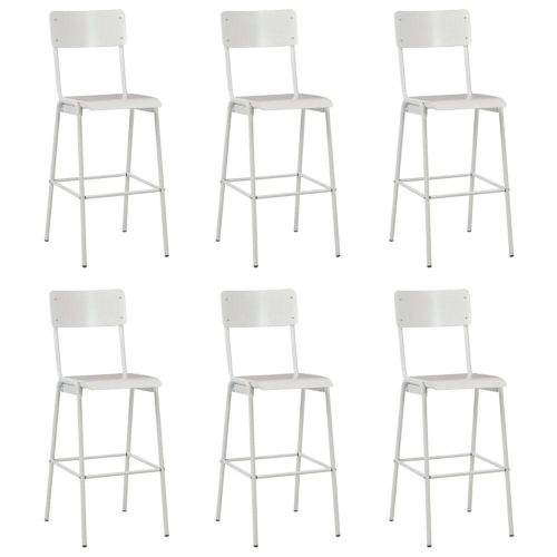 Vidaxl Barové židle 6 ks bílé masivní překližka a ocel