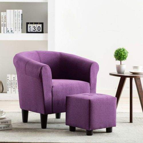 shumee 2dílná sada křeslo a stolička fialová textil