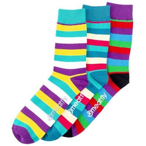 MEATFLY 3 PACK - pánské ponožky Dark Small Stripe socks S19 Multipack (Velikost 39-42)
