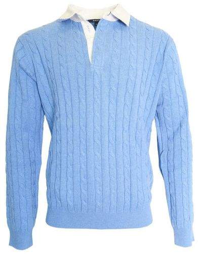 Gant Modrý vzorovaný svetr s límečkem Gant Modrá 2XL