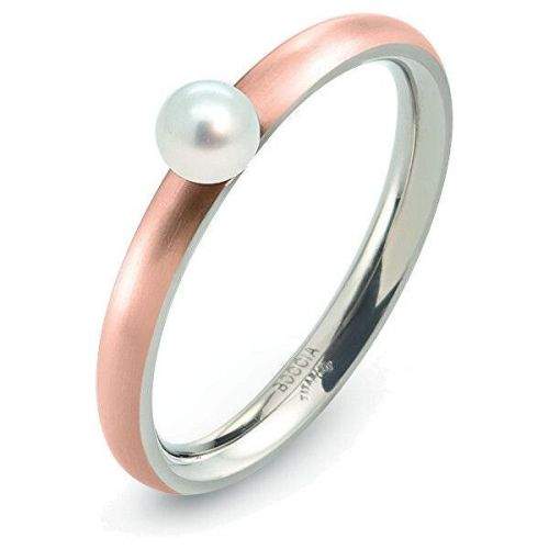 Boccia Titanium Růžově pozlacený titanový prsten s perličkou 0145-03 (Obvod 51 mm)