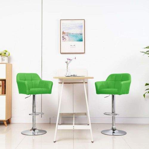 Vidaxl Barová židle s područkami zelená umělá kůže