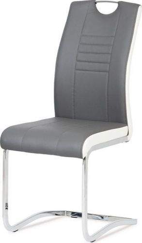 ART Jídelní židle chrom / koženka šedá s bílými boky DCL-406 GREY Art