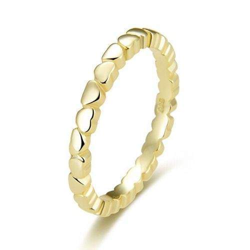 Beneto Pozlacený stříbrný prsten se srdíčky AGG344-GOLD (Obvod 50 mm) stříbro 925/1000