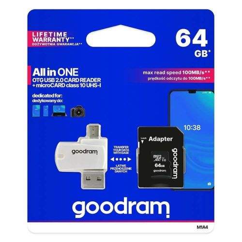 GoodRam Paměťová karta GOODRAM microSDHC 64GB UHS-I + adaptér + OTG čtečka