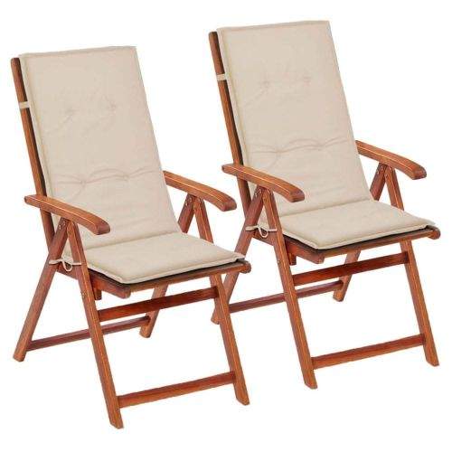 Vidaxl Polstry na zahradní židle 2 ks, krémové, 120x50x3 cm