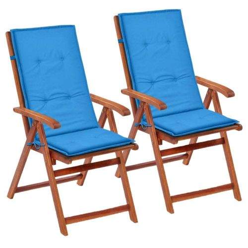 Vidaxl Polstry na zahradní židle 2 ks, modré, 120x50x3 cm