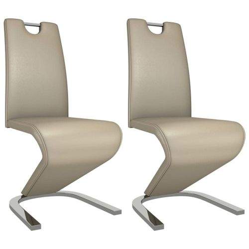 Vidaxl Jídelní židle s cik-cak designem 2 ks cappuccino umělá kůže