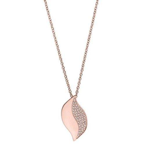 Tamaris Růžově zlacený náhrdelník Julia list se zirkony TJ215