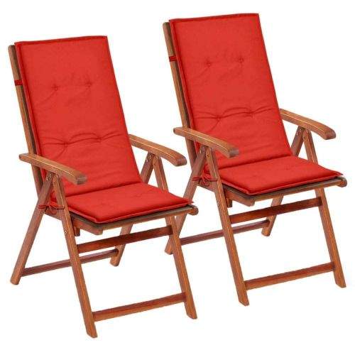 Vidaxl Polstry na zahradní židle 2 ks, červené, 120x50x3 cm