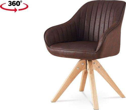 ART Jídelní židle, hnědá látka v dekoru broušené kůže, nohy masiv kaučukovník HC-772 BR3 Art