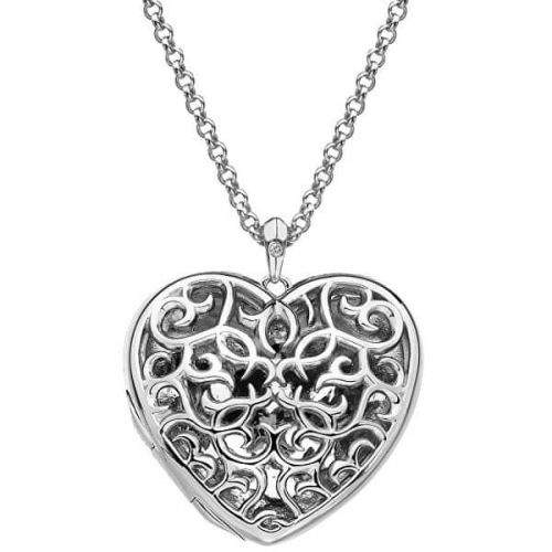Hot Diamonds Něžný náhrdelník pro ženy Large Heart Filigree Locket DP669 stříbro 925/1000