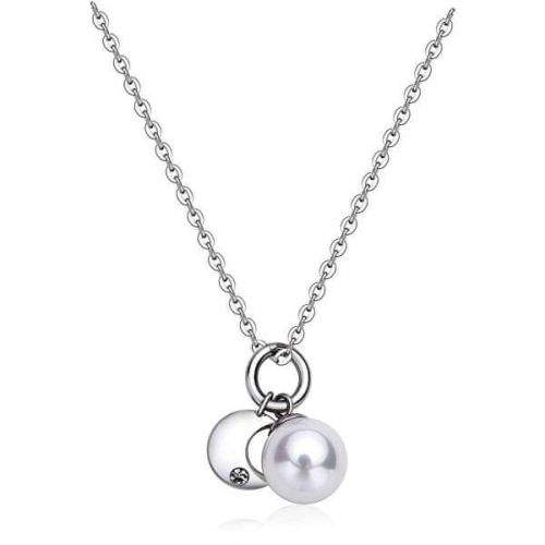 S'Agapõ Ocelový náhrdelník s půlměsícem a perlou DAYS SDY03