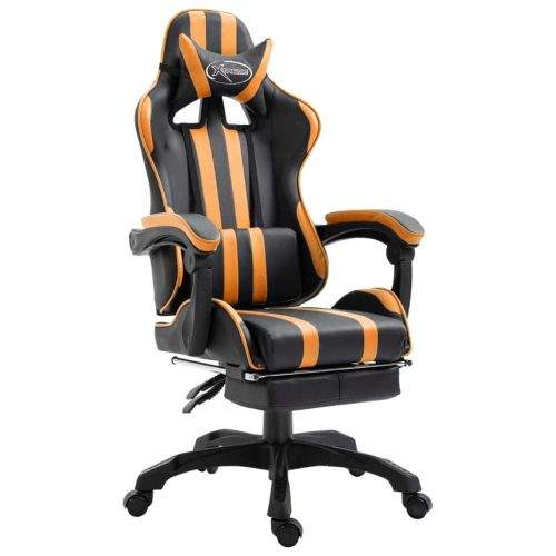 Vidaxl Herní židle s podnožkou oranžová umělá kůže