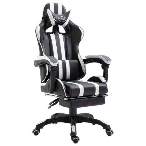 Vidaxl Herní židle s podnožkou bílá umělá kůže