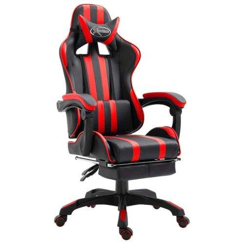 Vidaxl Herní židle s podnožkou červená umělá kůže