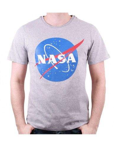 Grooters Pánské tričko NASA - Logo, šedé Velikost: L