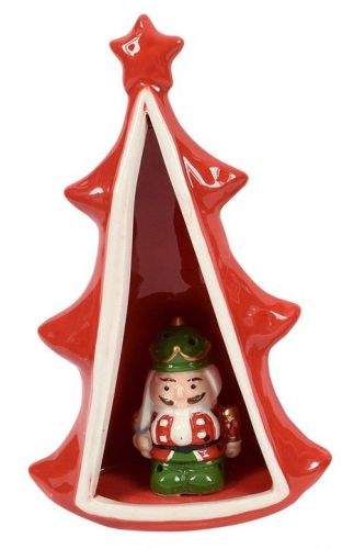 DUE ESSE Keramický svítící stromeček s figurkou, 23 cm, č. 2