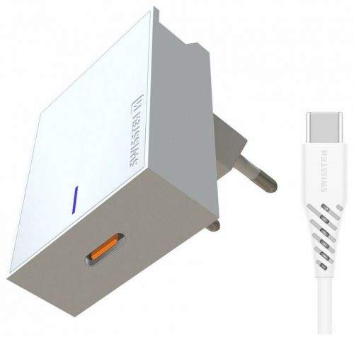 SWISSTEN Síťový adaptér pro Samsung Super Fast Charging 25 W + datový USB-C 1,2 m, bílý 22050200