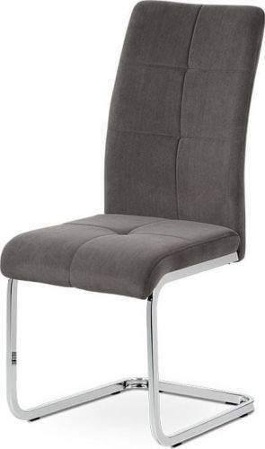 ART Jídelní židle, šedá sametová látka, kovová pohupová chromovaná podnož DCL-440 GREY4 Art