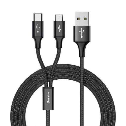 BASEUS Rapid 2in1 kabel USB - USB-C / Micro USB 3A 1.2m, černý