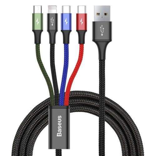 BASEUS 4in1 kabel USB - 2x USB-C / Lightning / micro USB 3.5A 1.2m, černý