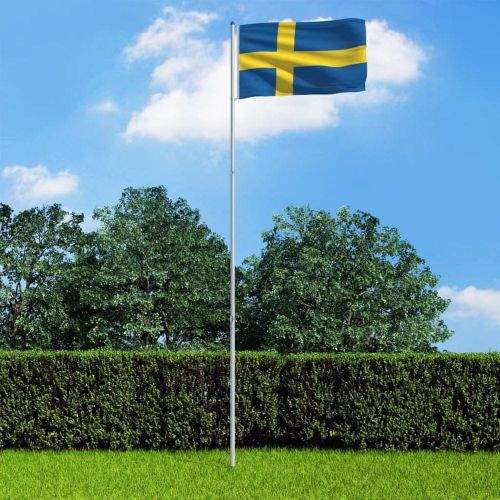 shumee Švédská vlajka a stožár hliník 6 m