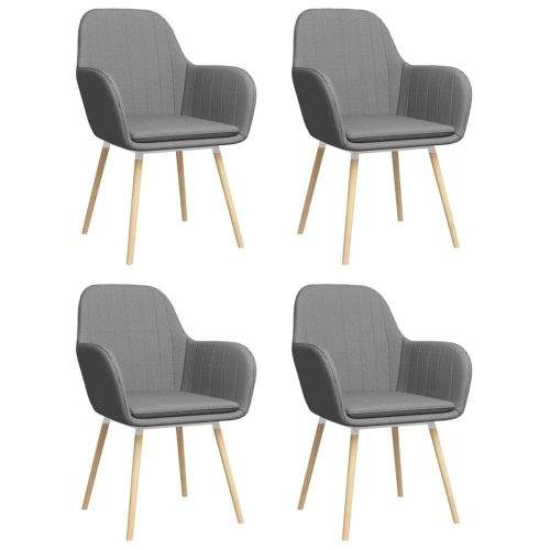 shumee Jídelní židle s područkami 4 ks světle šedé textil