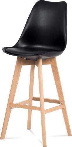 ART Barová židle, černý plast+ekokůže, nohy masiv buk CTB-801 BK Art