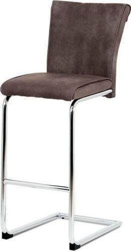 ART Barová židle, hnědá ekokůže v dekoru broušené kůže, chromovaná pohupová podnož BAC-192 BR Art