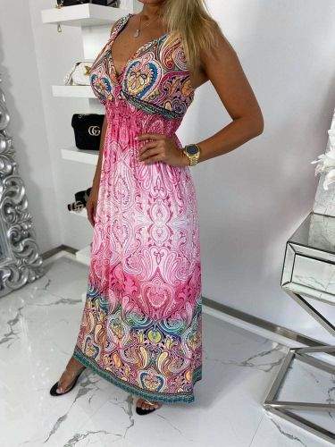 Milujtemodu Dokonalé vzorované šaty - Linda PINK Barva aktualni: Růžová