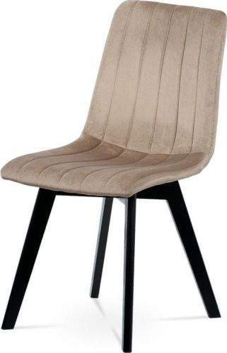 ART Jídelní židle, krémová sametová látka, masivní bukové nohy, černý matný lak CT-617 CRM4 Art