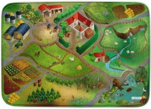 Achoka HOUSE OF KIDS Dětský hrací koberec Farma 3D Ultra Soft 130x180 zelený